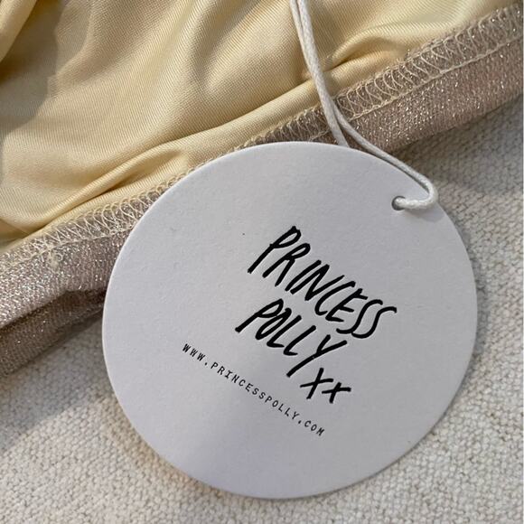 Princess Polly NWT GiGi Glitter Ruched Crop Top in Champagne Women’s Size 12 - Picture 7 of 10